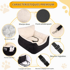 Siège auto confortable pour petits chiens et chats coussin réversible noir