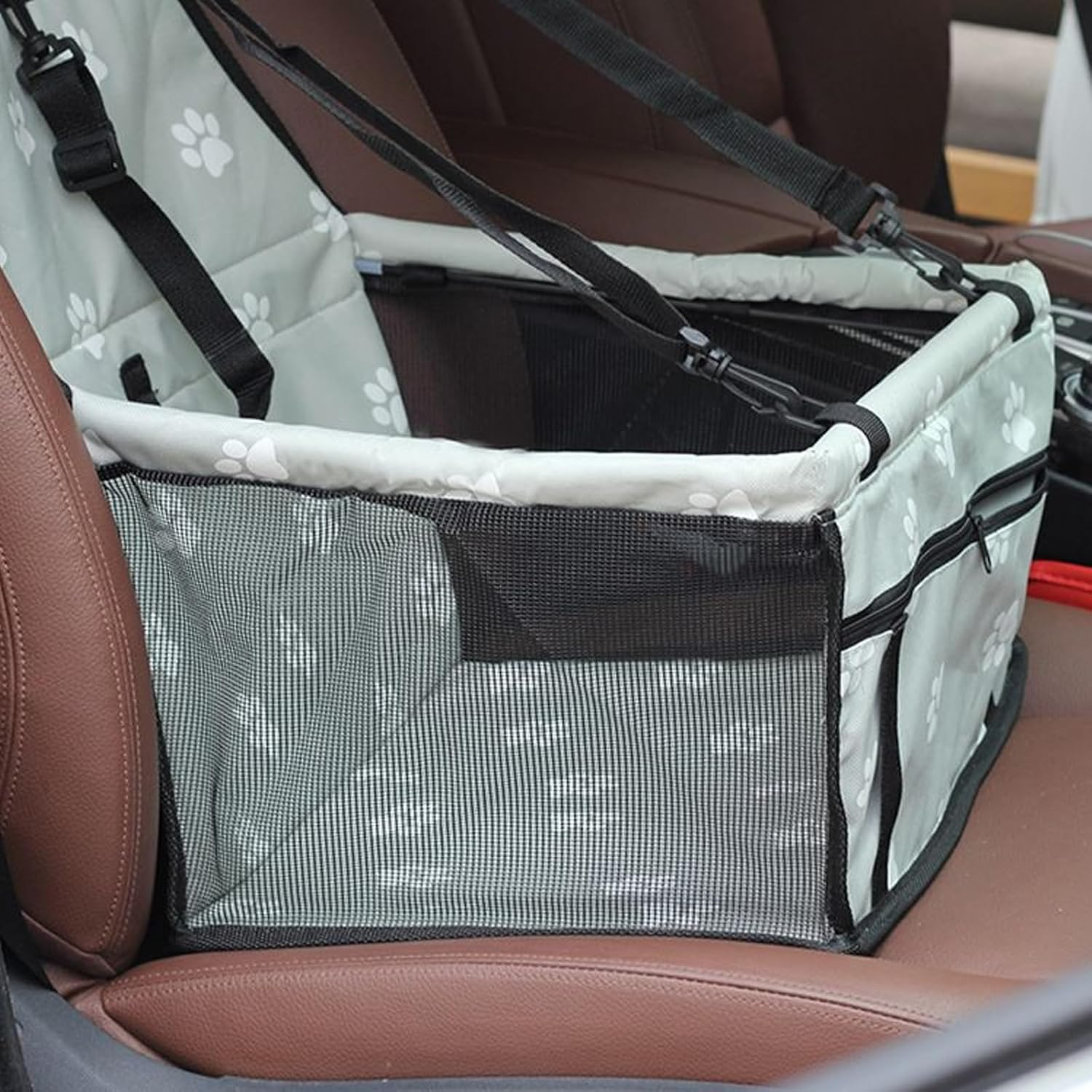 Siège auto imperméable respirant pour chiens chats et petits animaux gris