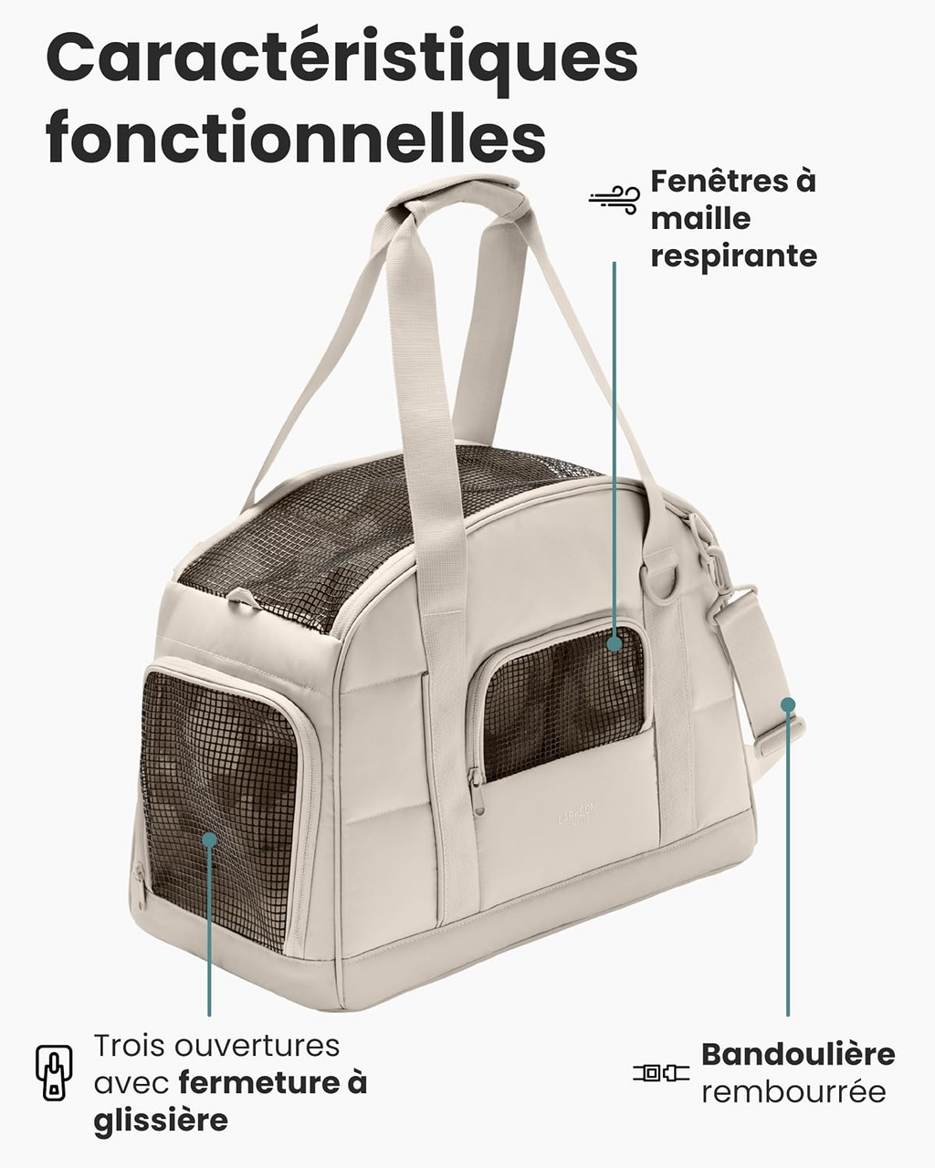 Sac de transport cabine pour chiens et chats beige