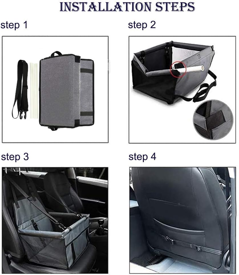 Siège auto lavable pliable pour petits chiens et chats gris