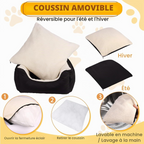 Siège auto confortable pour petits chiens et chats coussin réversible noir