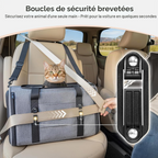Sac de transport pliable respirant pour chiens et chats avec harnais gris