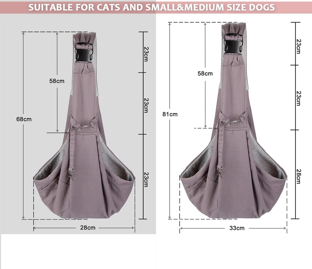 Sac de transport bandoulière pour chiens et chats jusqu'à 13 kg gris