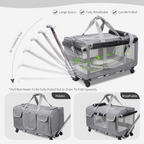 Sac de transport à roulettes approuvé en cabine pour chiens et chats gris