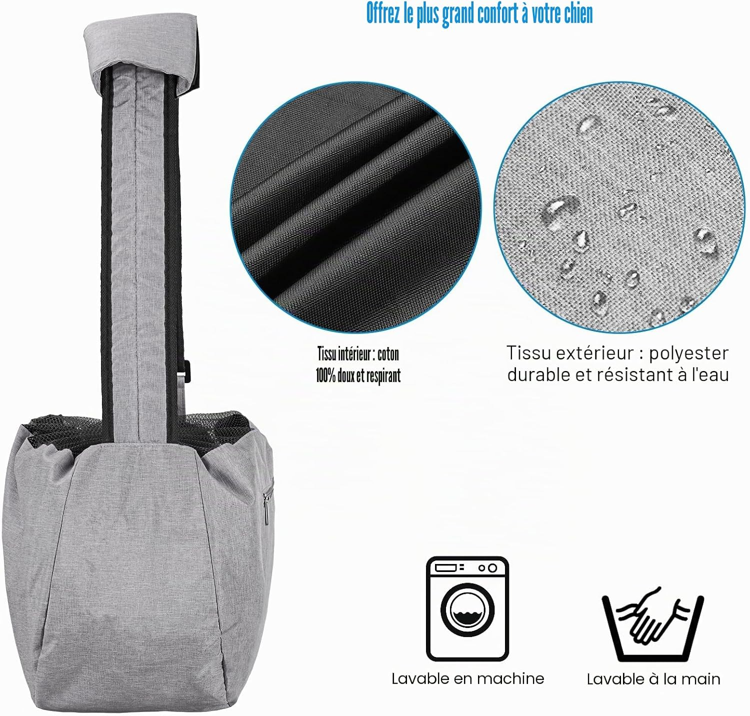 Sac bandoulière pour chiens et chats gris