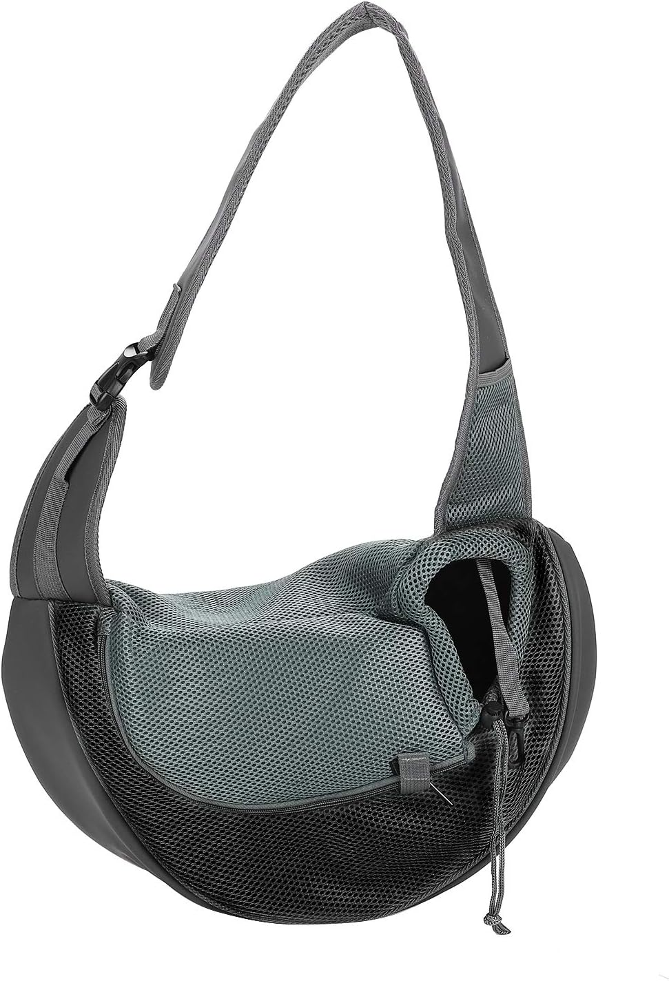 Sac bandoulière respirant en nylon pour chiens et chats gris