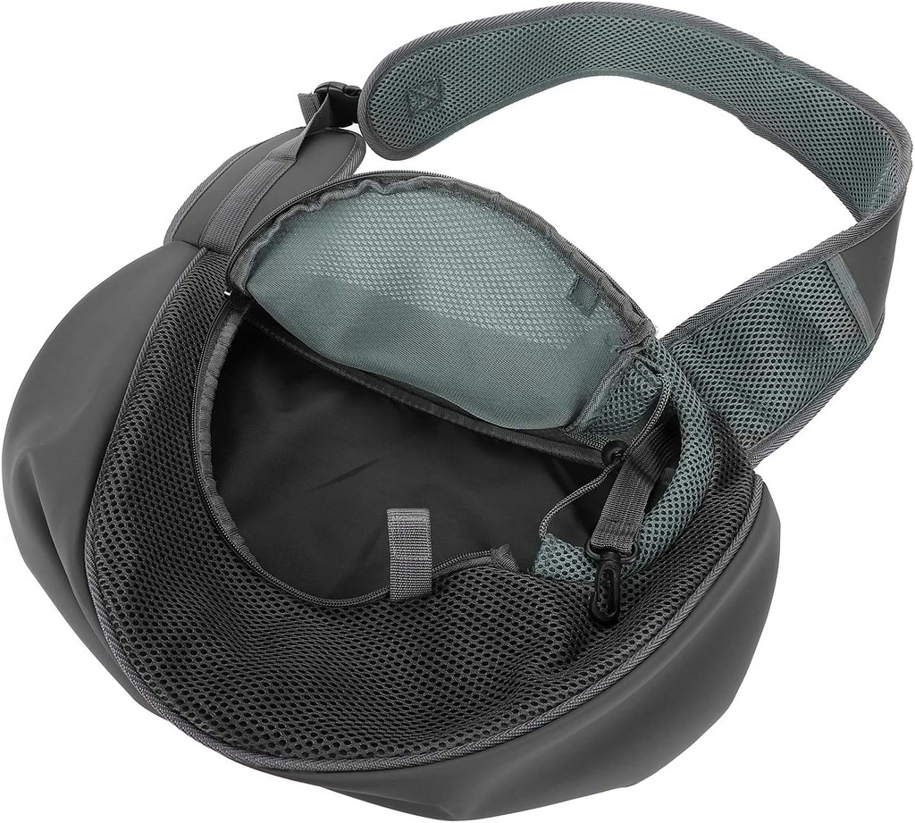 Sac bandoulière respirant en nylon pour chiens et chats gris