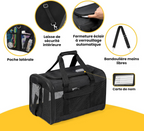 Sac de transport pliable approuvé en cabine pour chats et chiots noir