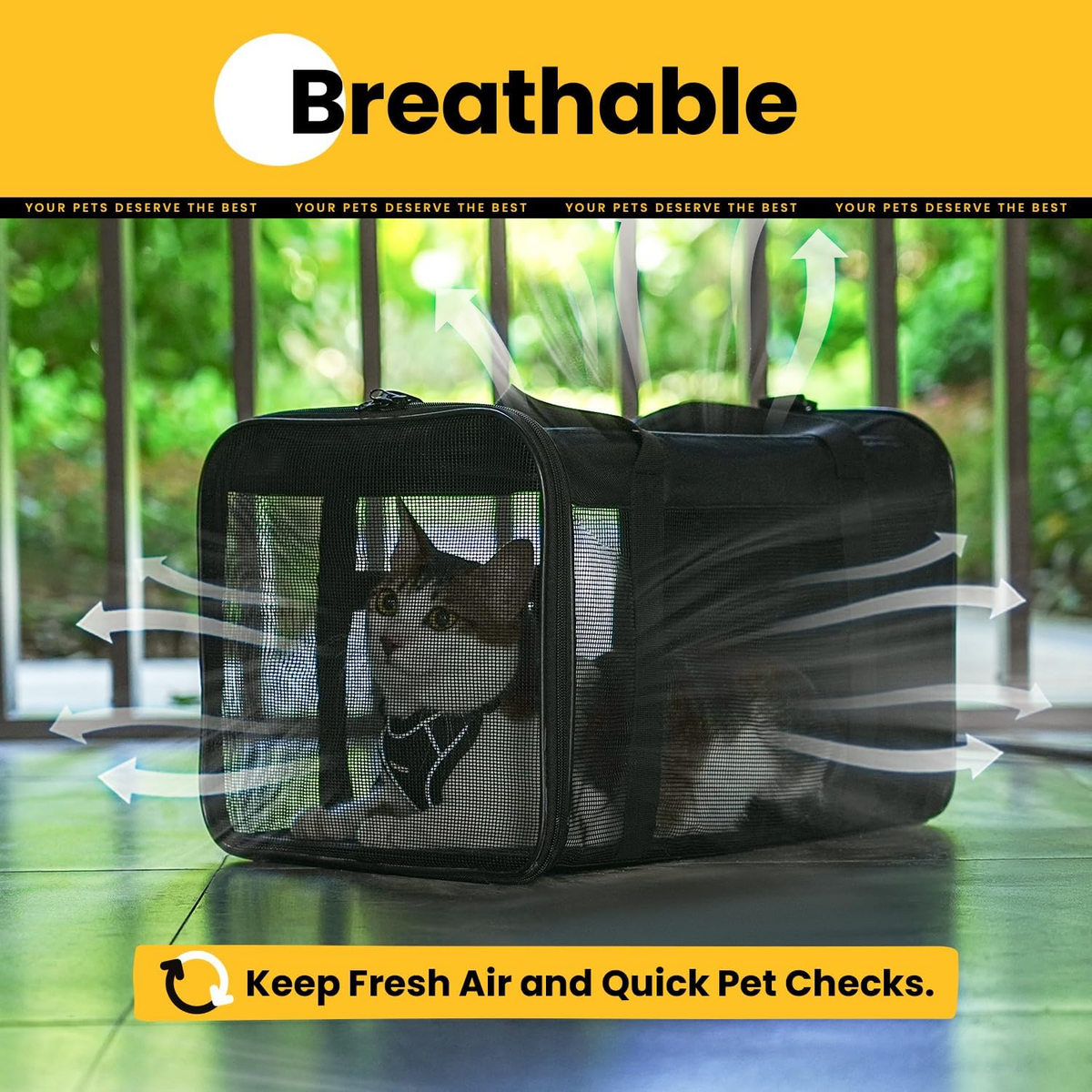 Sac de transport pliable approuvé en cabine pour chats et chiens noir