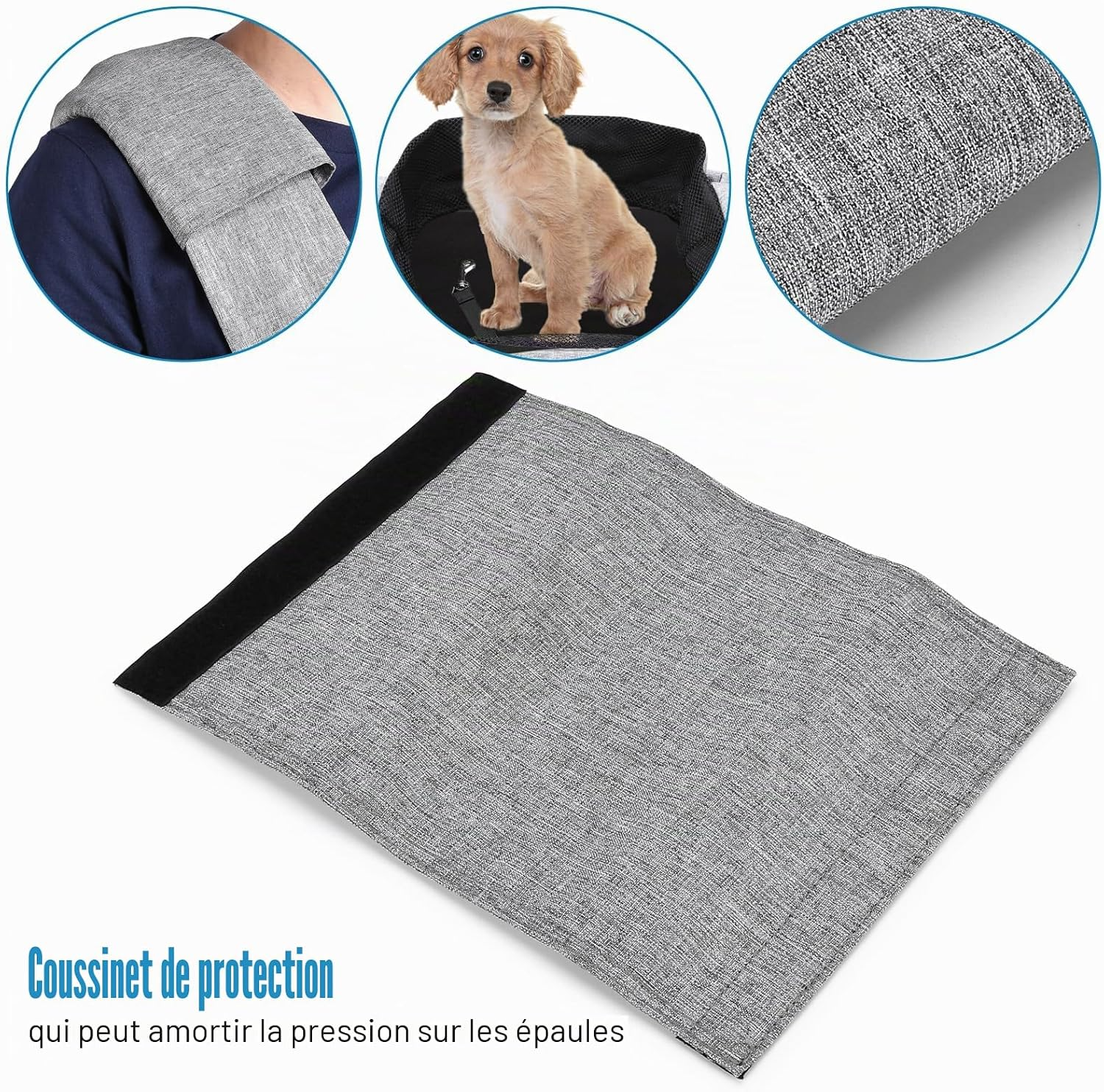 Sac bandoulière pour chiens et chats gris