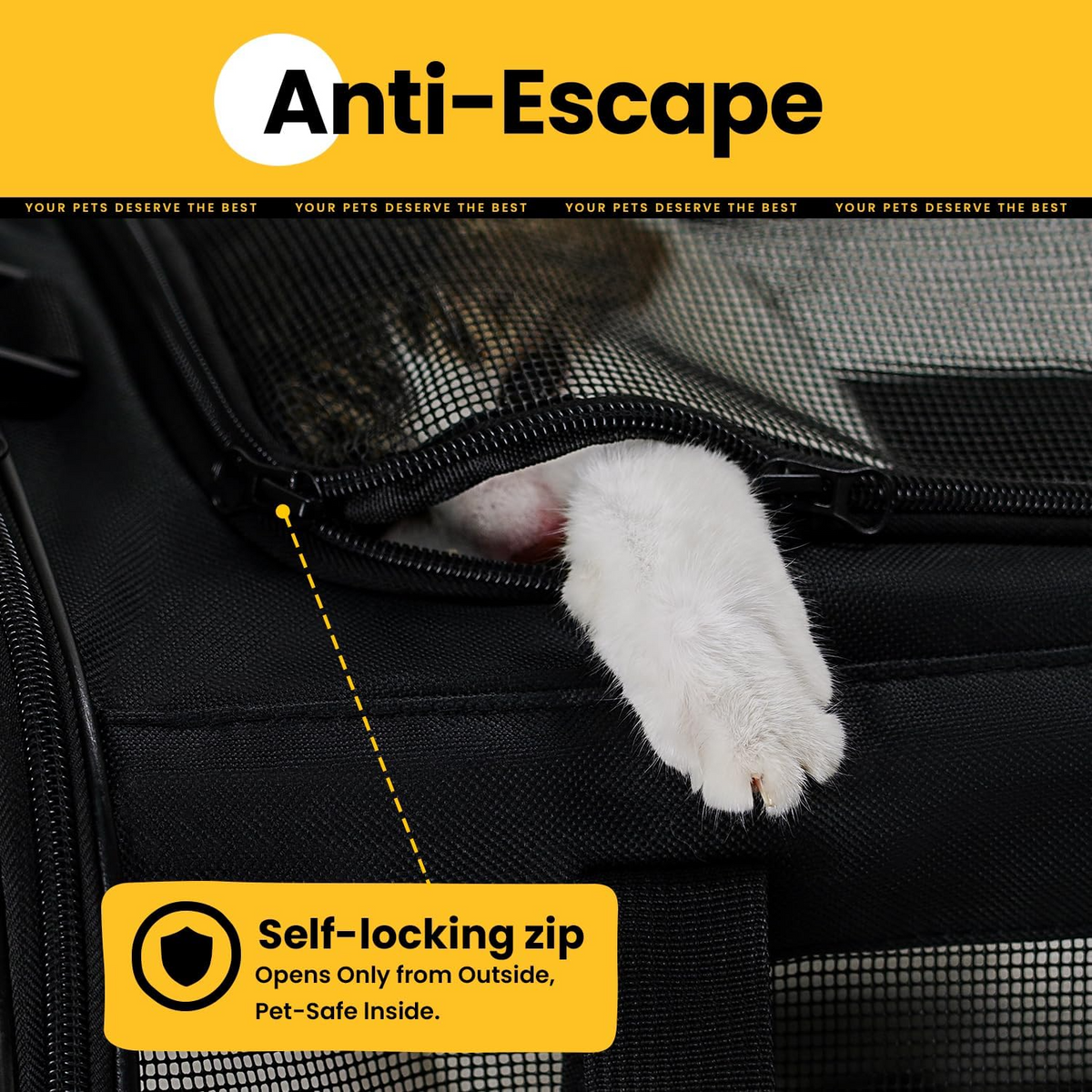 Sac de transport pliable approuvé en cabine pour chats et chiens noir
