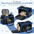 Sac de transport pliable respirant pour chats et chiens bleu marine