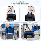Sac de transport pliable respirant pour chats et chiens bleu marine
