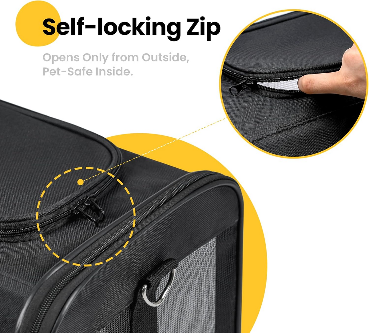 Sac de transport pliable approuvé en cabine pour chats et chiots noir
