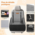 Siège auto surel evé pour chiens jusqu'à 16 kg noir et gris
