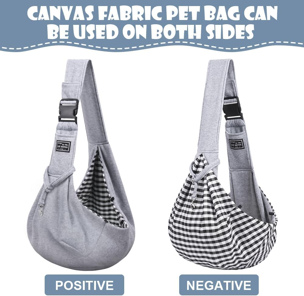 Sac bandoulière en coton pour chiens et chats jusqu'à 7,5 kg gris