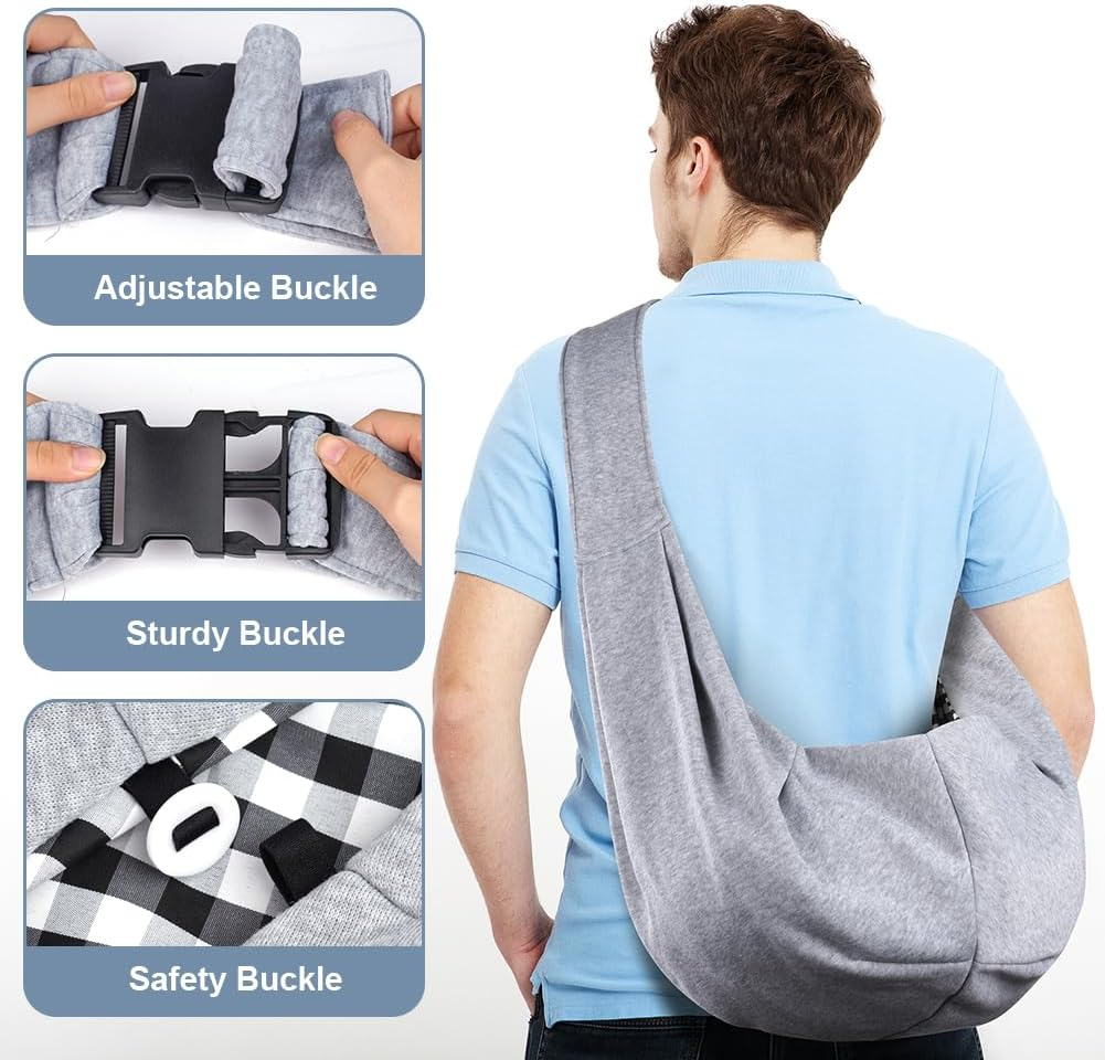 Sac bandoulière en coton pour chiens et chats jusqu'à 7,5 kg gris