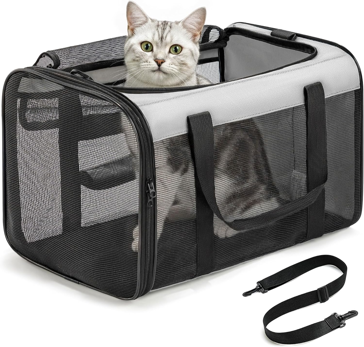Sac de transport pliable approuvé en cabine pour chats et chiens noir