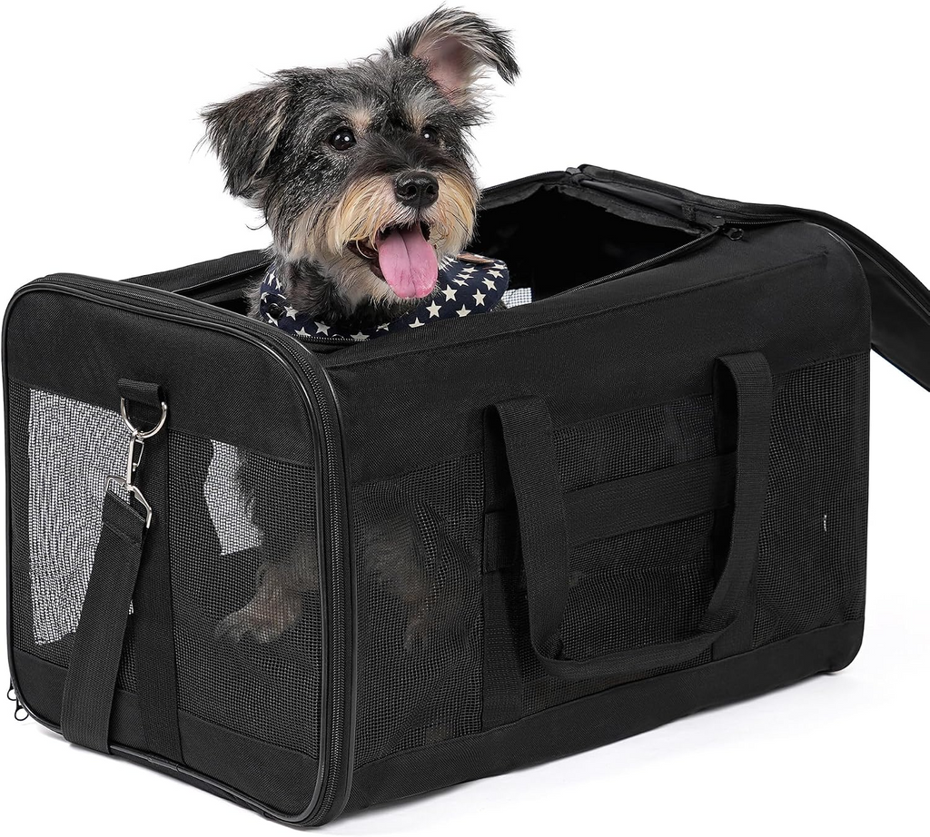 Sac de transport pliable approuvé en cabine pour chats et chiots noir
