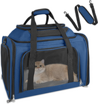 Sac de transport pliable respirant pour chats et chiens bleu marine