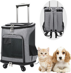 Sac à dos à roulettes pour chiens et chats jusqu'à 10 kg gris