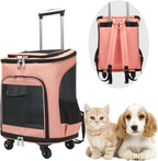 Sac à dos à roulettes pour chiens et chats jusqu'à 10 kg orange