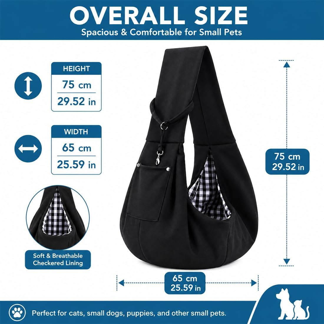 Sac de transport respirant pour chiens et chats jusqu'à 15 kg noir