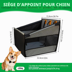 Siège auto renfocé pour chiens moyens et grands antidérapant gris