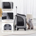 Sac à dos à roulettes pour chiens et chats jusqu'à 10 kg gris